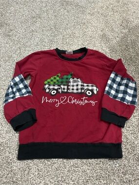 Merry Christmas Red Plaid Kids Shirt